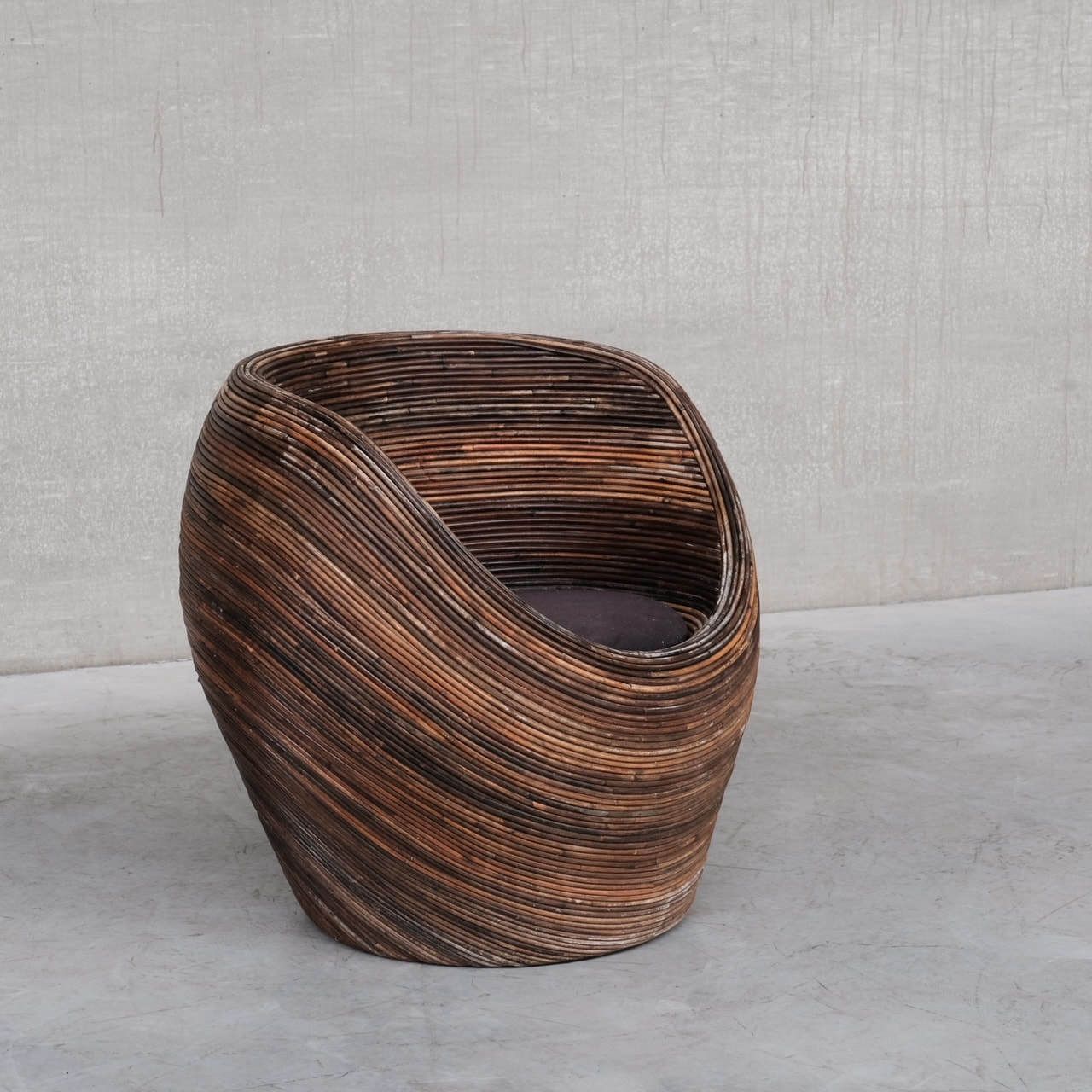 photo for sale Mid Century Italian Reed Lounge Chair In Manner Of Crespi