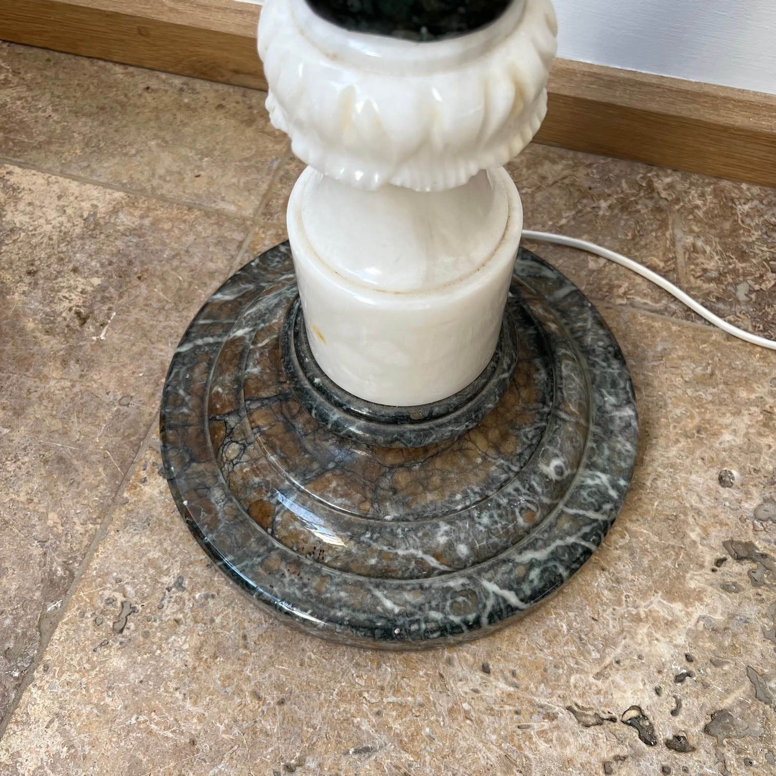 photo for sale Pair Of Swedish Mid Century Marble Floor Lamps