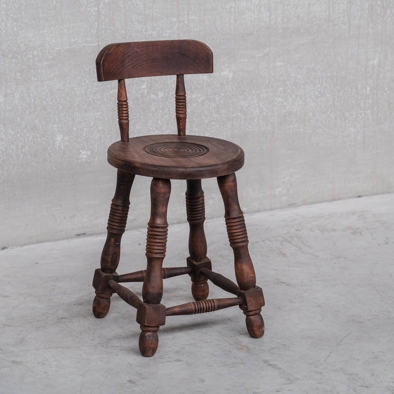 French Oak Mid Century Turned Occasional Chair