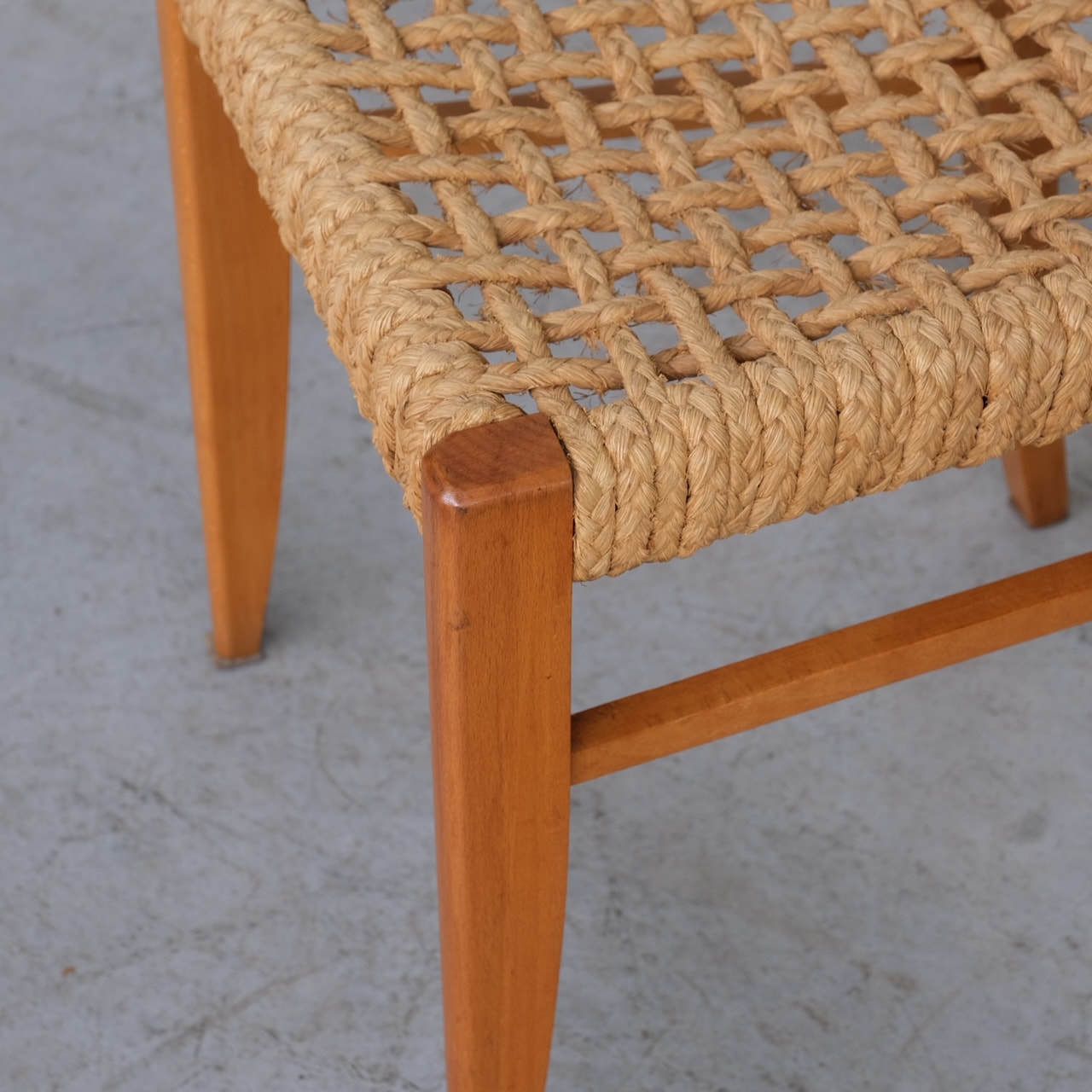 French Mid Century Rope Dining Chairs Attr. To Audoux Minet photo vinterior