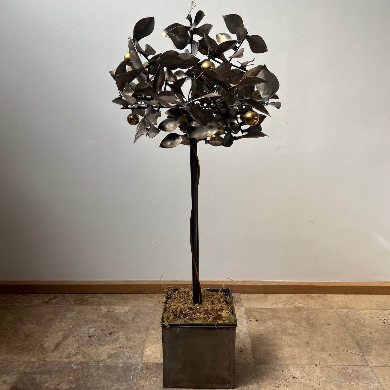 Pair Of Blacksmith Made Mid Century Steel Decorative Trees photo furniture