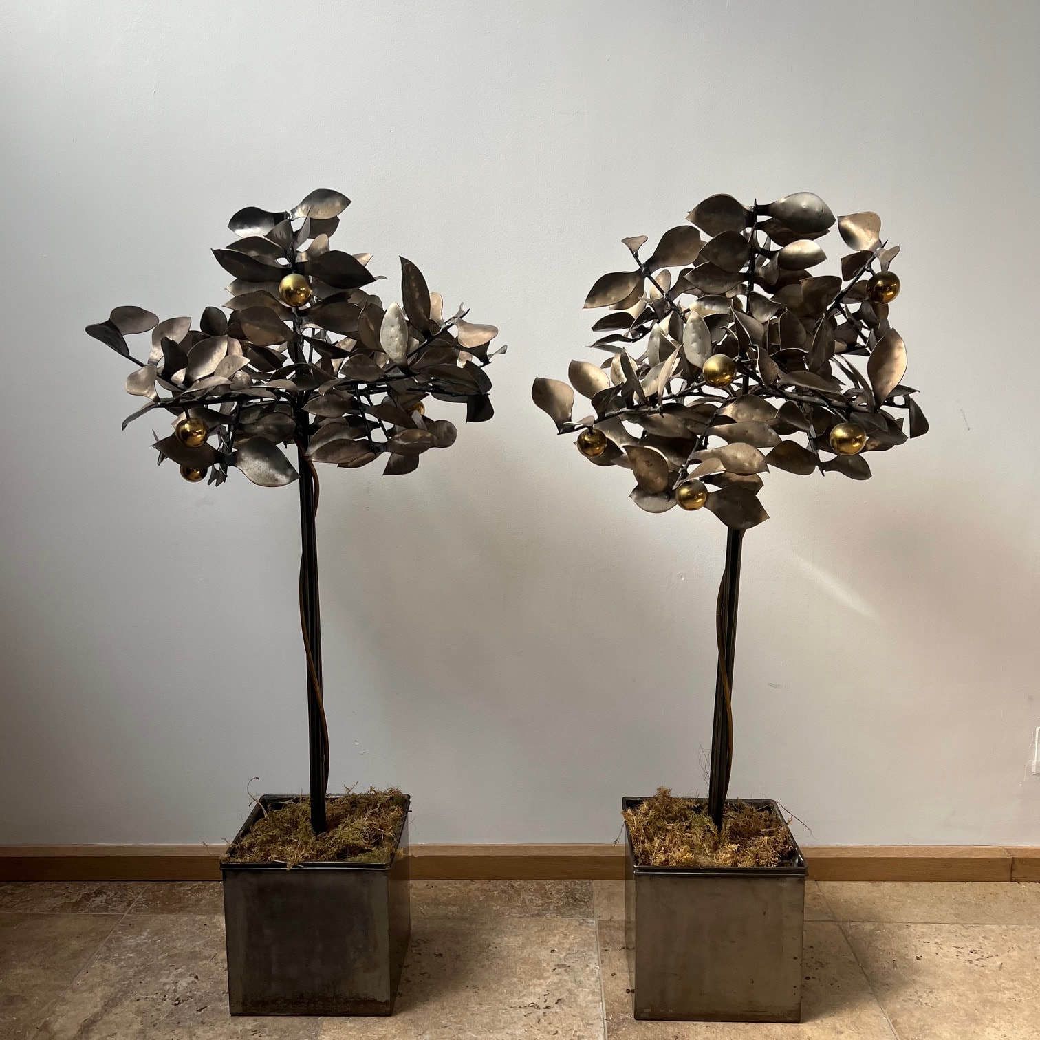 Pair Of Blacksmith Made Mid Century Steel Decorative Trees photo 1200.0
