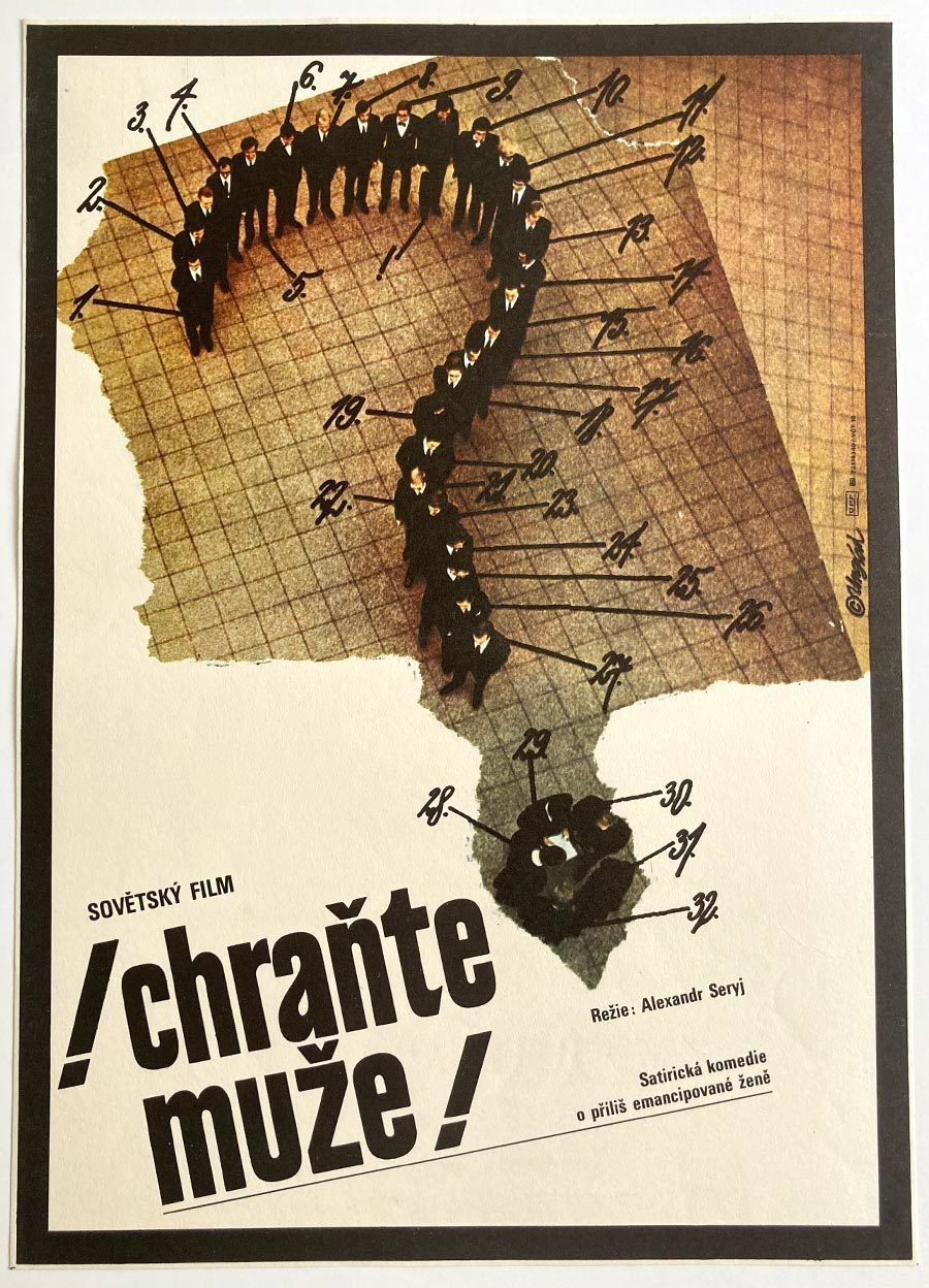 Original Film Poster, Take Care Of The Men!, Jan Ungrád, 1984, Genuine Czech Vintage Print