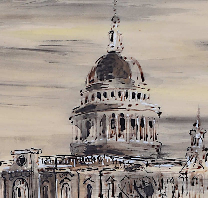 Violet Hilda Drummond (British, 1911 2000)  St Paul’s Cathedral Watercolour photo for sale