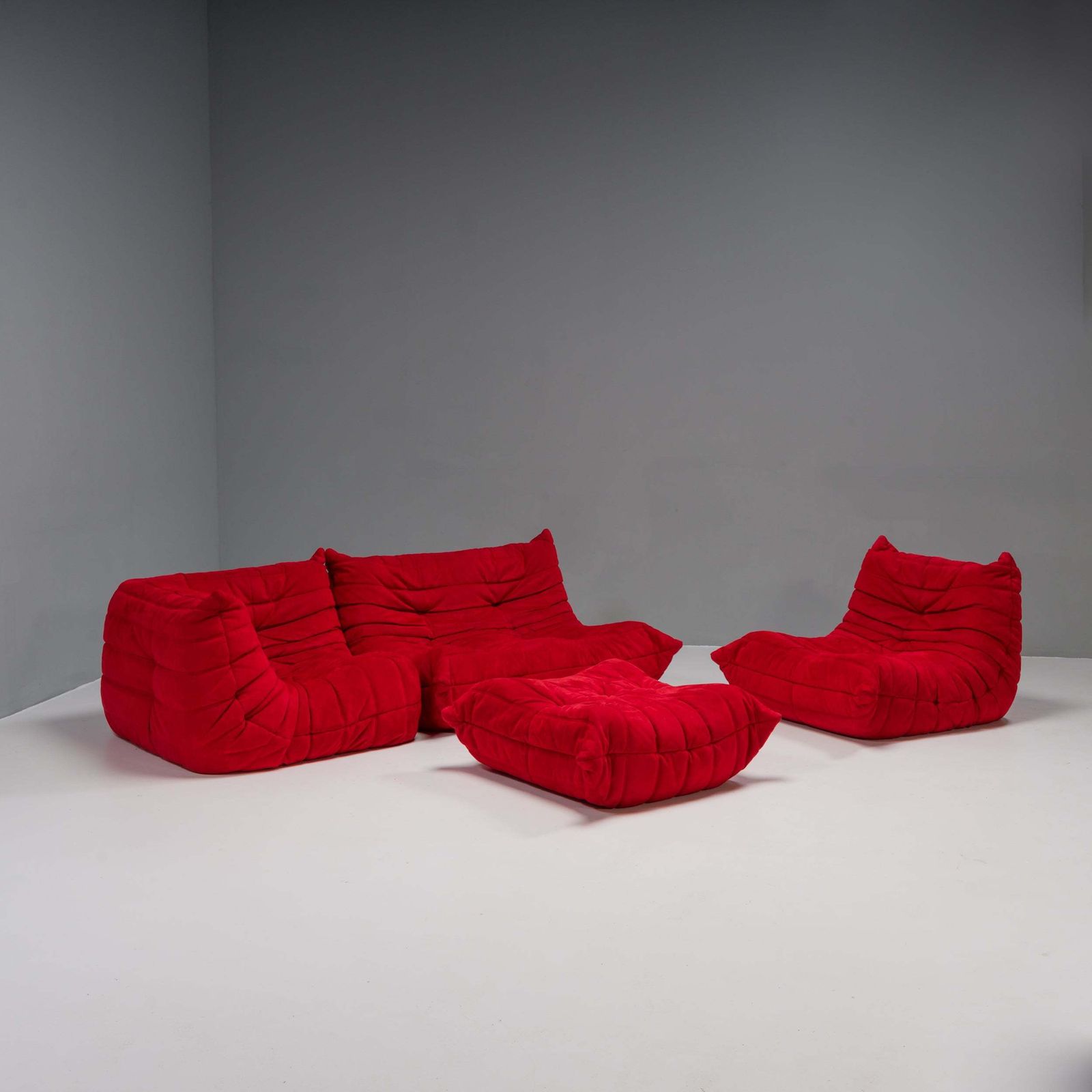 Ligne Roset By Michel Ducaroy Togo Red Modular Sofa, Set Of 4 photo furniture
