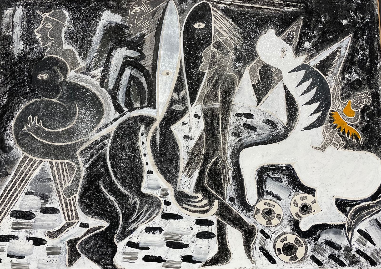 Abstract Mixed Media Monoprint By Caroline Hands