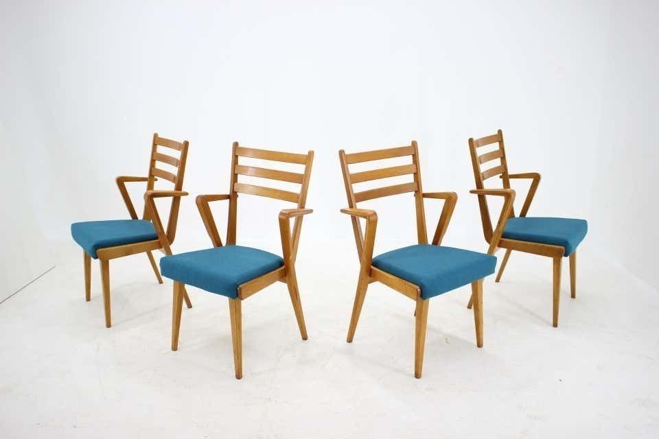 1960s Set Of Four Oak Dining Chairs, Czechoslovakia photo furniture