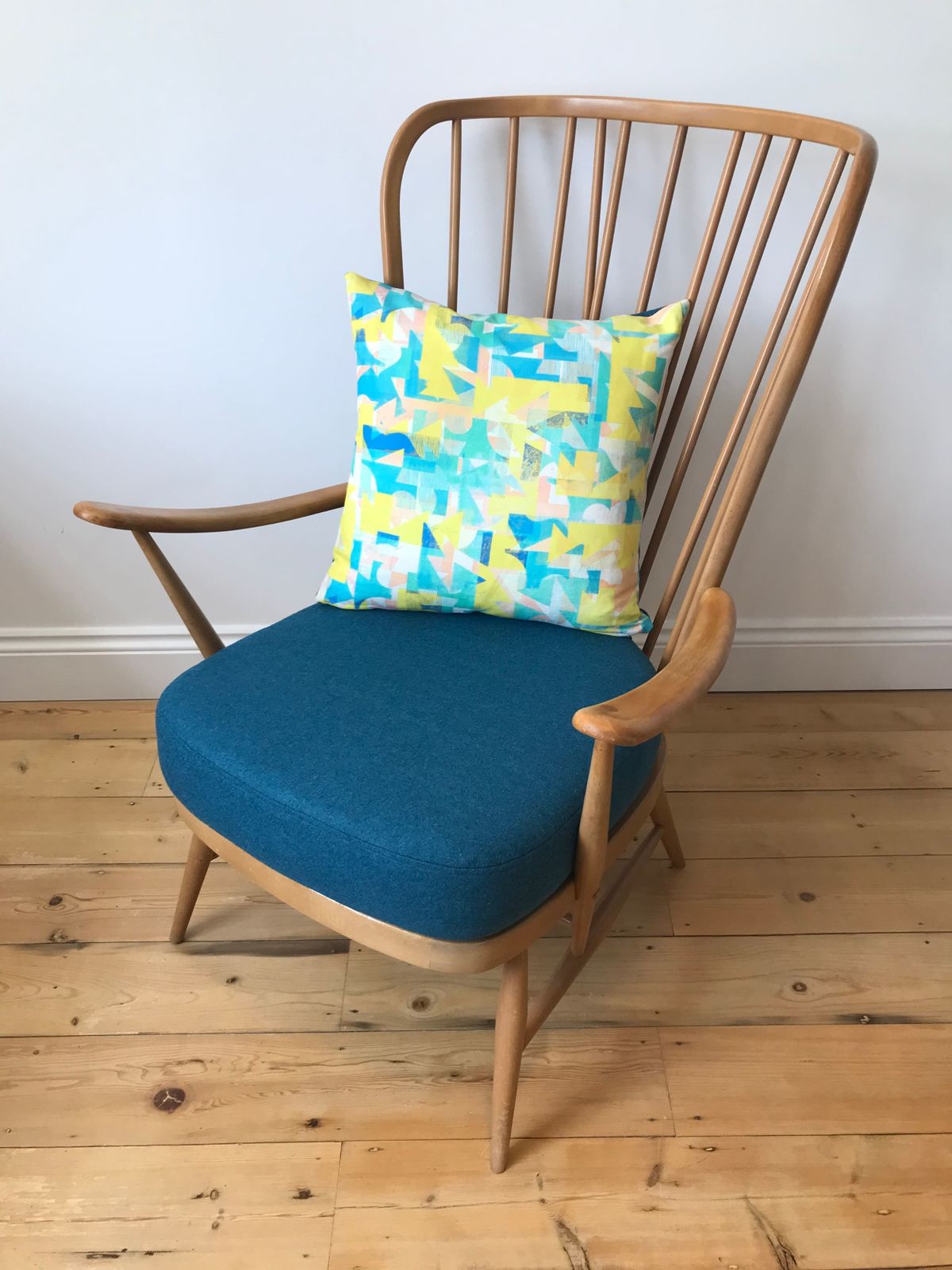 Ercol 478 / 477 Seat Cushion In Teal Wool photo vintage