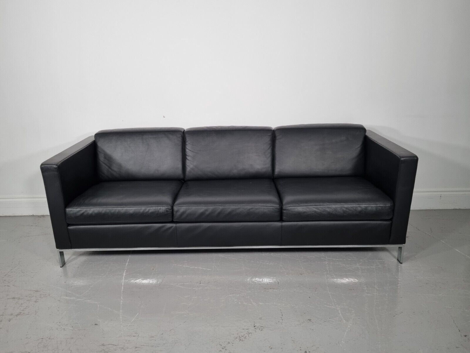 Walter Knoll Foster 500 3  Seater Sofa In Black Leather, Mint Condition