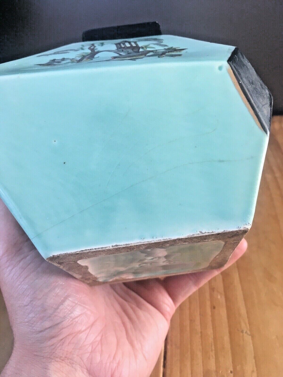 photo for sale Unusual Antique Chinese Oriental Asian Turquoise Aqua Jade Green Table Lamp Base