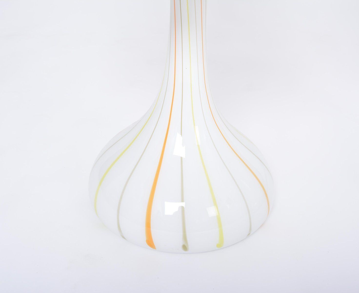 Tall White Glass Model Candy Table Lamps, Attributed To Holmegaard, 1970s, Set Of 2 photo vinterior