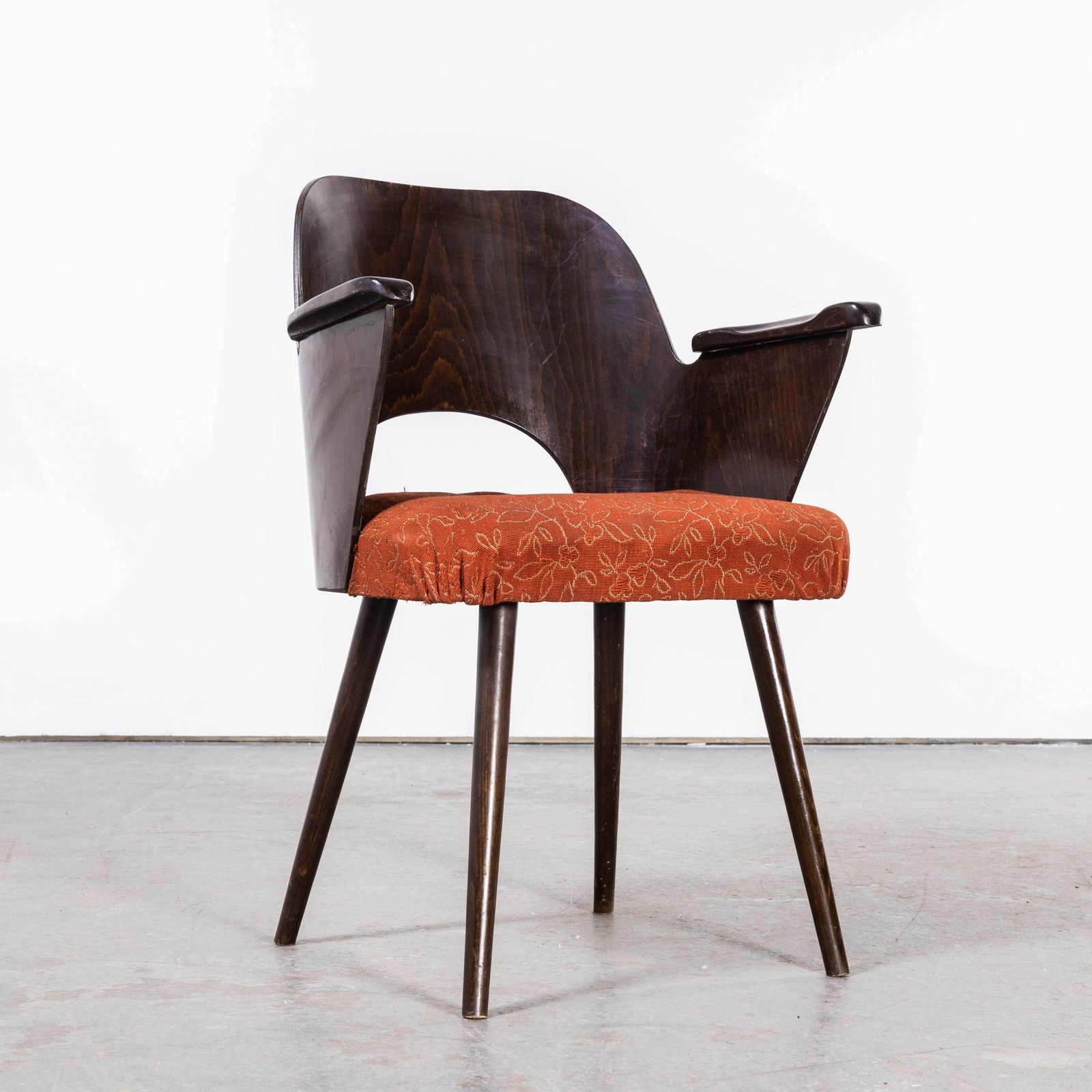 1950’s Dark Walnut Upholstered Side Chair – Oswald Haerdt Model 515
