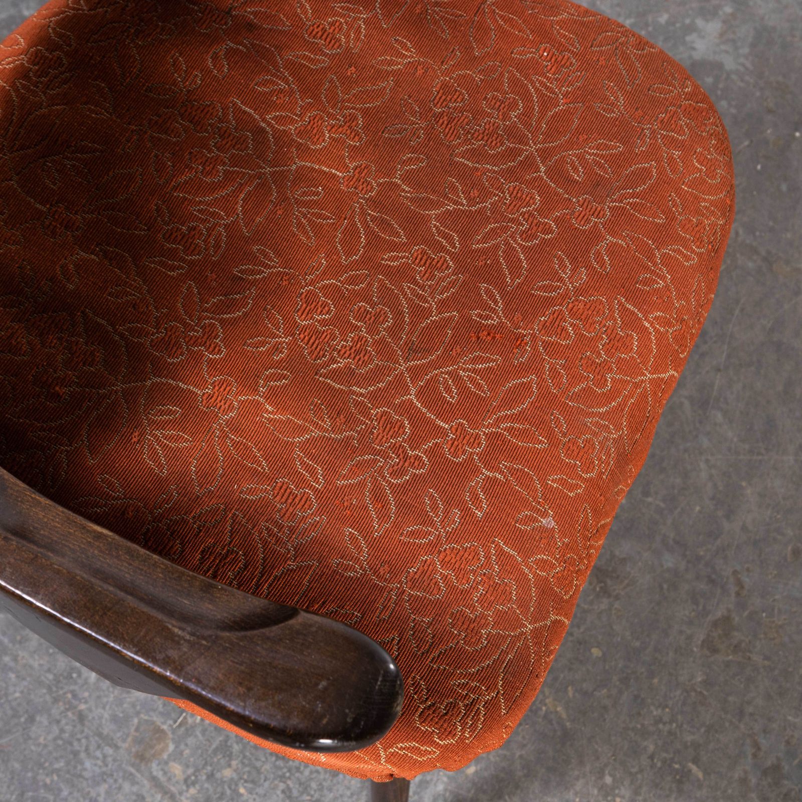 1950’s Dark Walnut Upholstered Side Chair – Oswald Haerdt Model 515 photo vintage