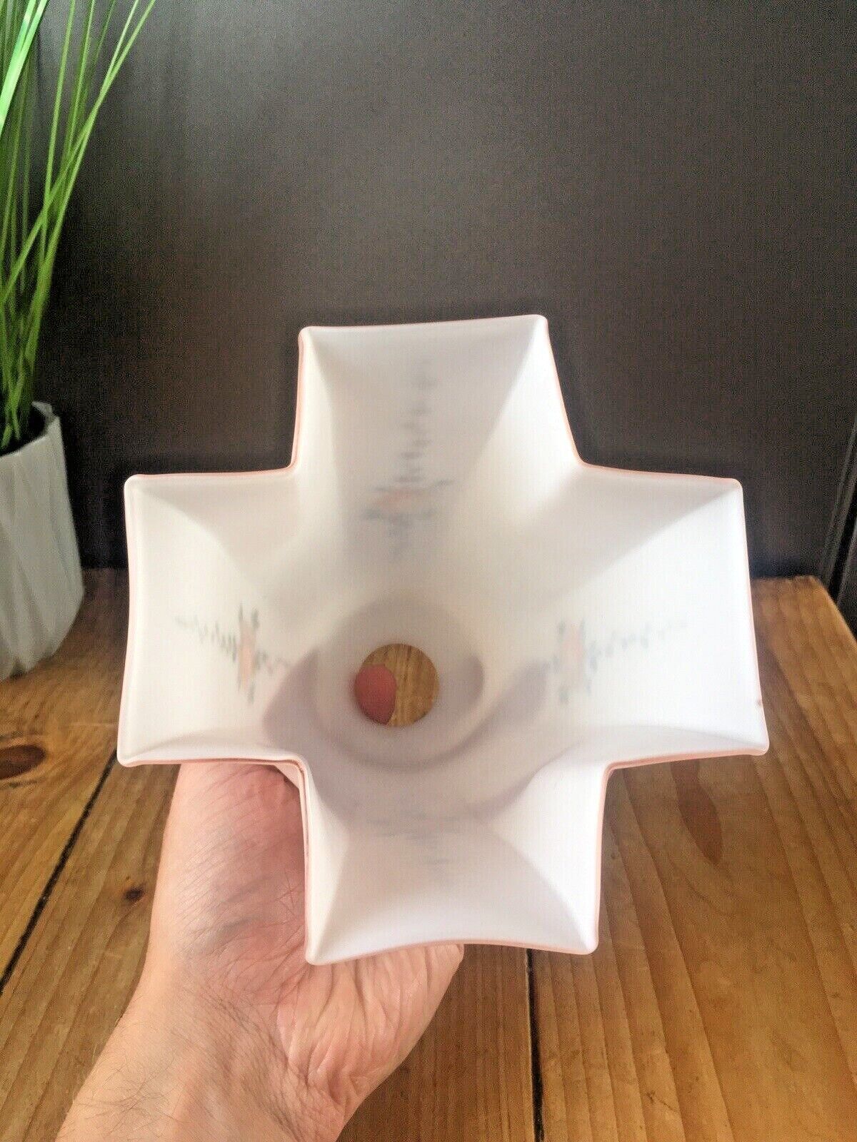 photo furniture Unusual Art Deco Cross Shaped Pink Opaline Painted Rose Glass Lamp Light Shade