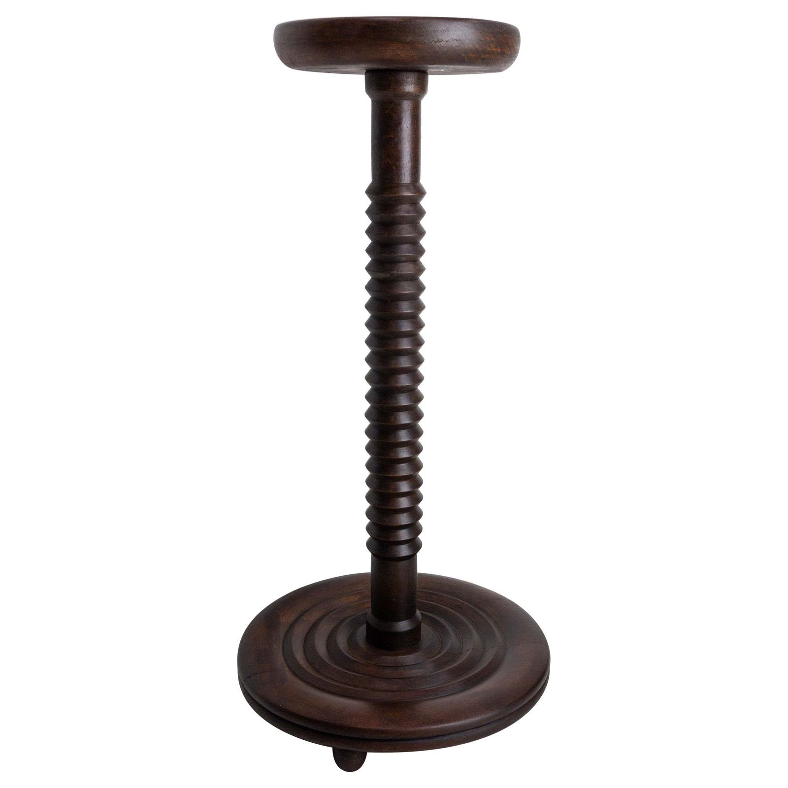 French Mid Century Pedestal Or Plant Holder Walnut Dudouyt Style, Circa 1960