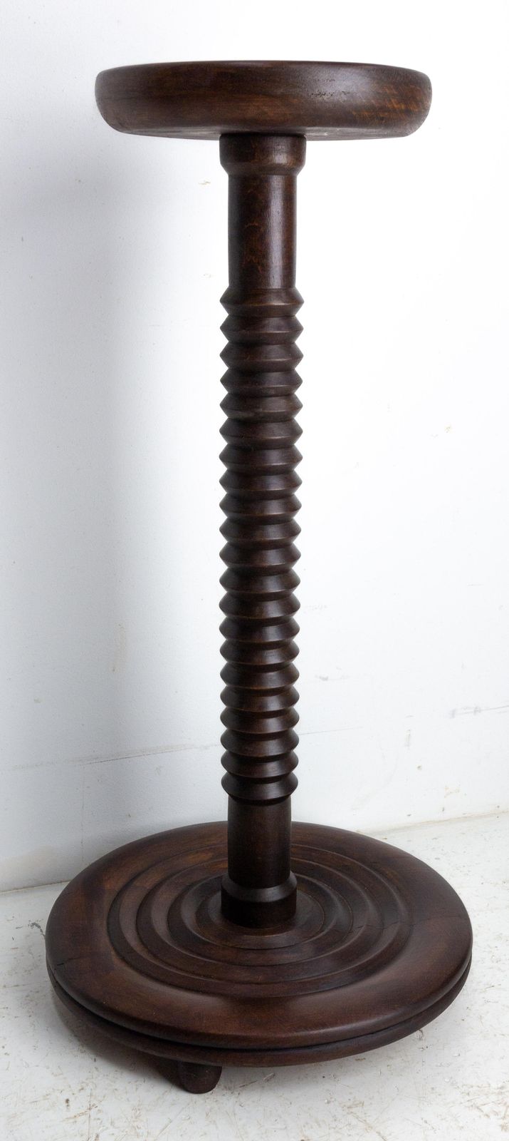 photo for sale French Mid Century Pedestal Or Plant Holder Walnut Dudouyt Style, Circa 1960