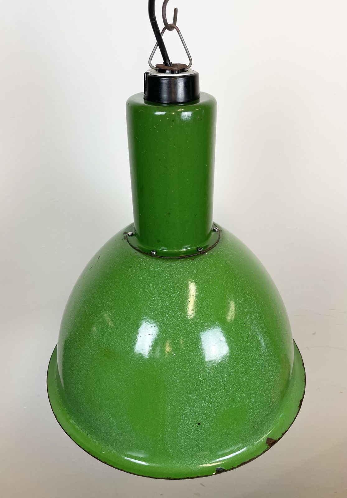 Industrial Soviet Green Enamel Pendant Lamp, 1960s photo 219.0