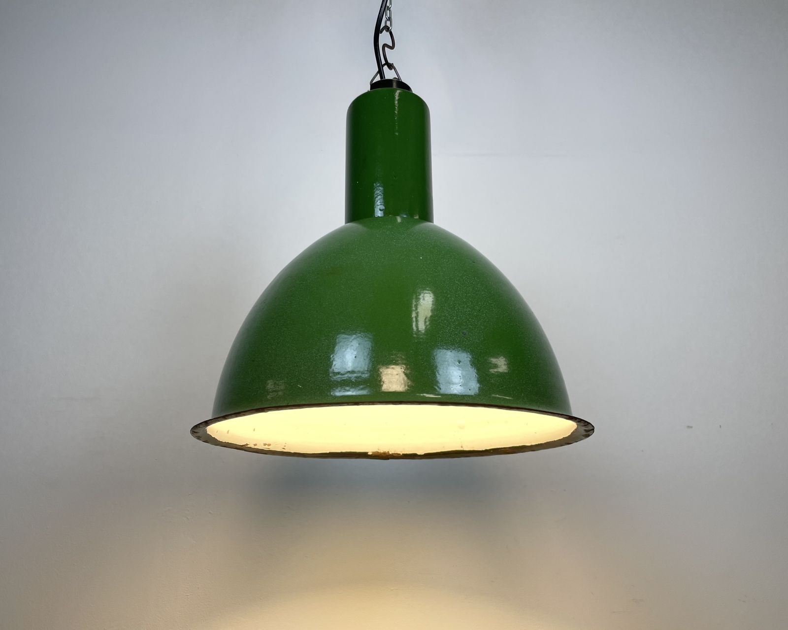 219.0 Industrial Soviet Green Enamel Pendant Lamp, 1960s photo