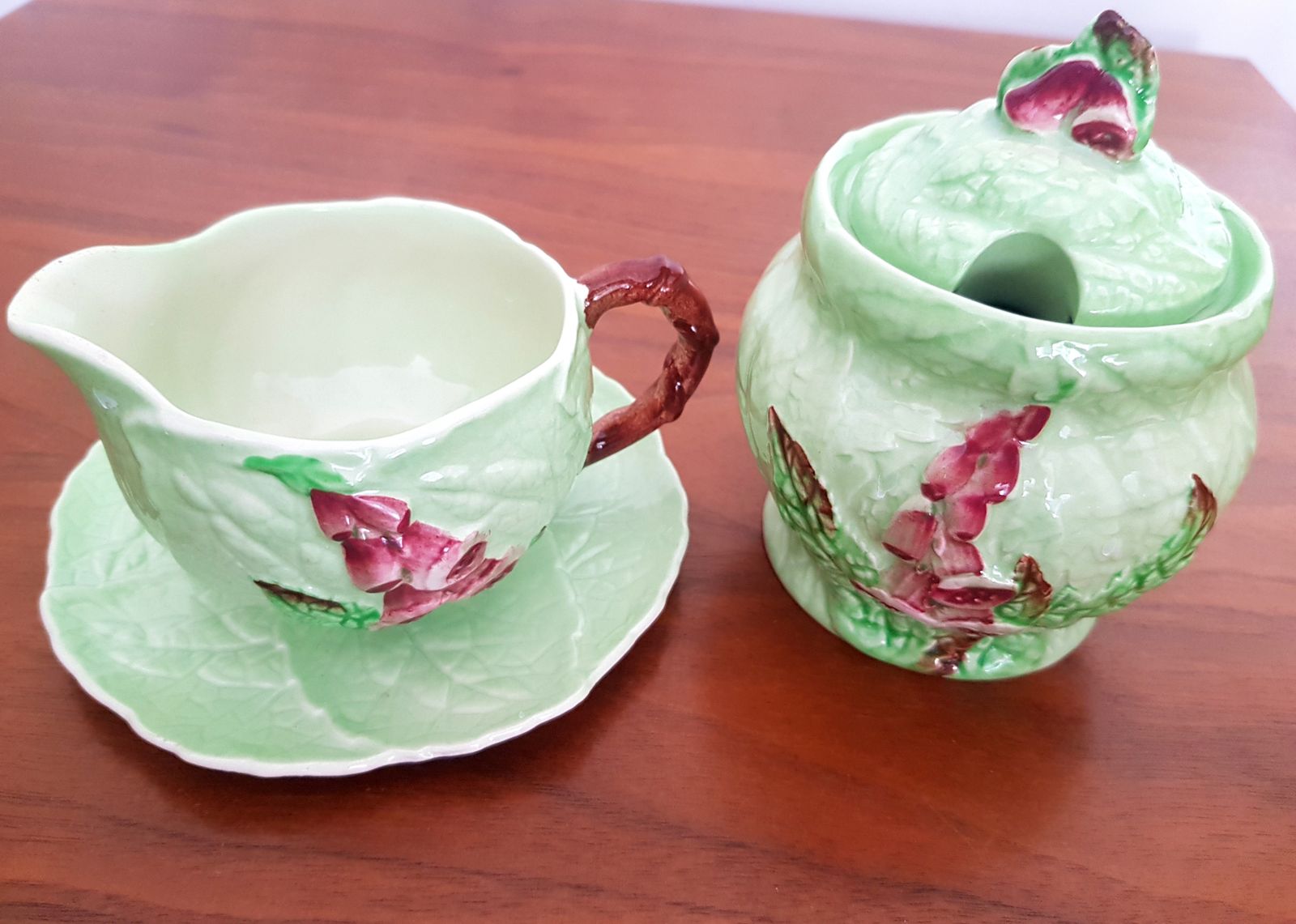 Art Deco Carlton Ware Foxglove Milk Jug And Sugar Pot Set