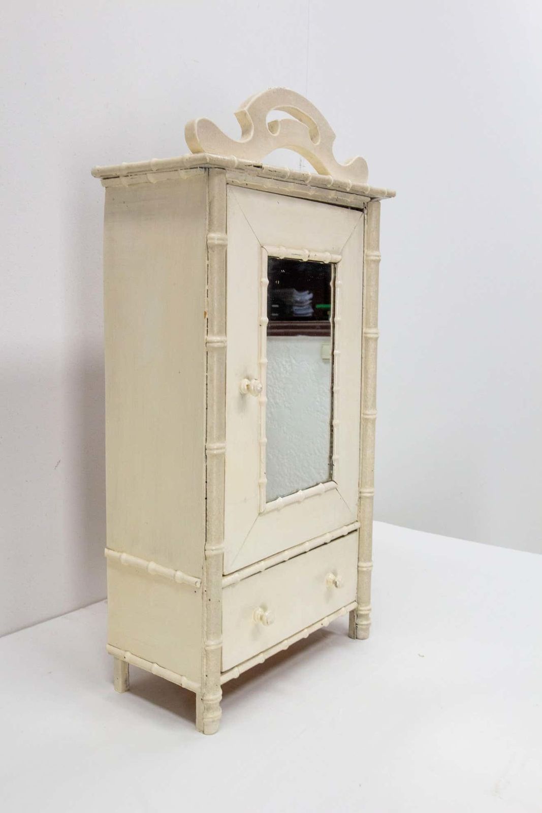 French Miniature Armoire With Mirror In The Bamboo Style, 1900 photo for sale