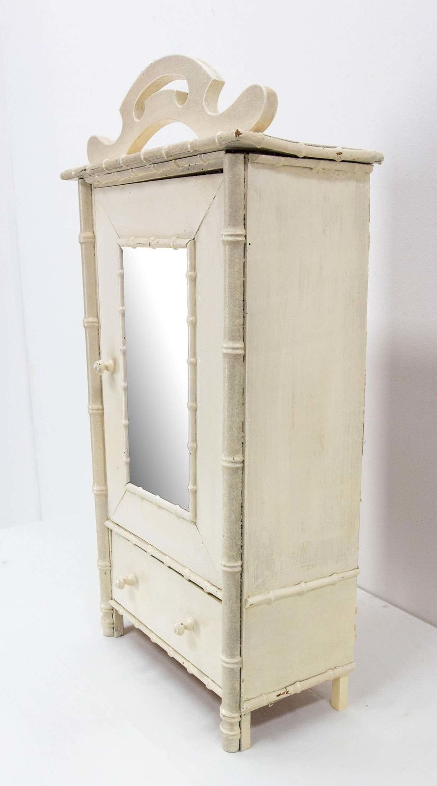 French Miniature Armoire With Mirror In The Bamboo Style, 1900 photo Home Decor