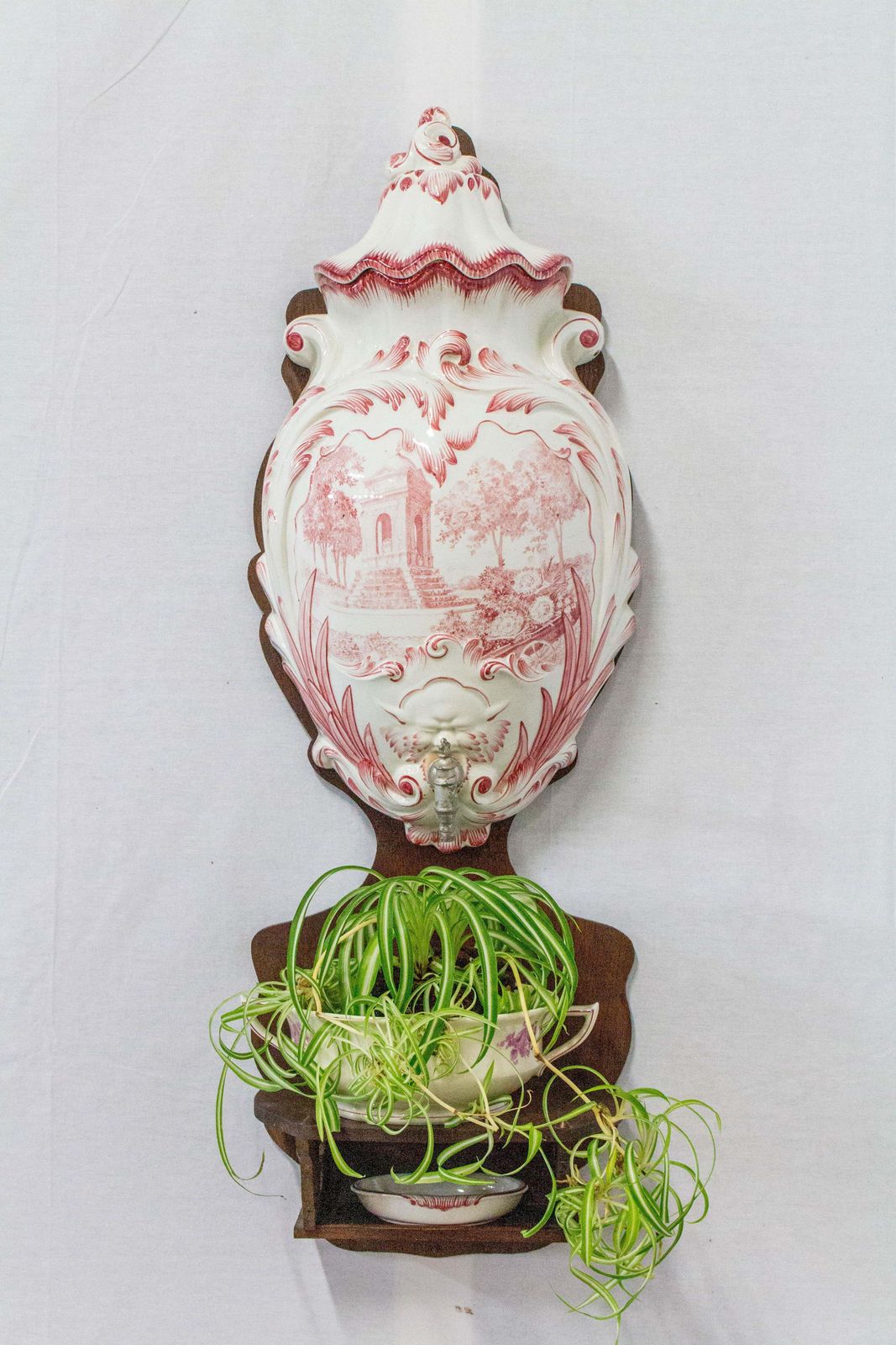 French Faience Wall Fountain, 19th Century photo furniture