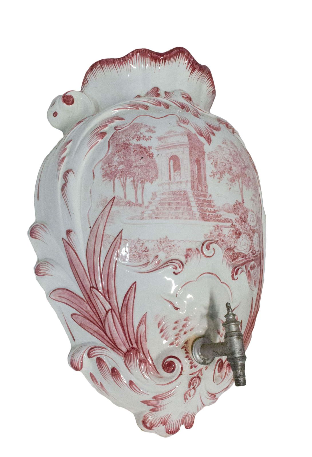 French Faience Wall Fountain, 19th Century photo vintage