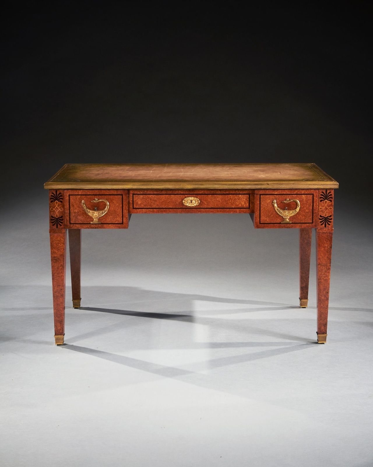 Fine 19th Century French Neoclassical Style Amboyna And Gilt Bronze Mounted Writing Table photo for sale
