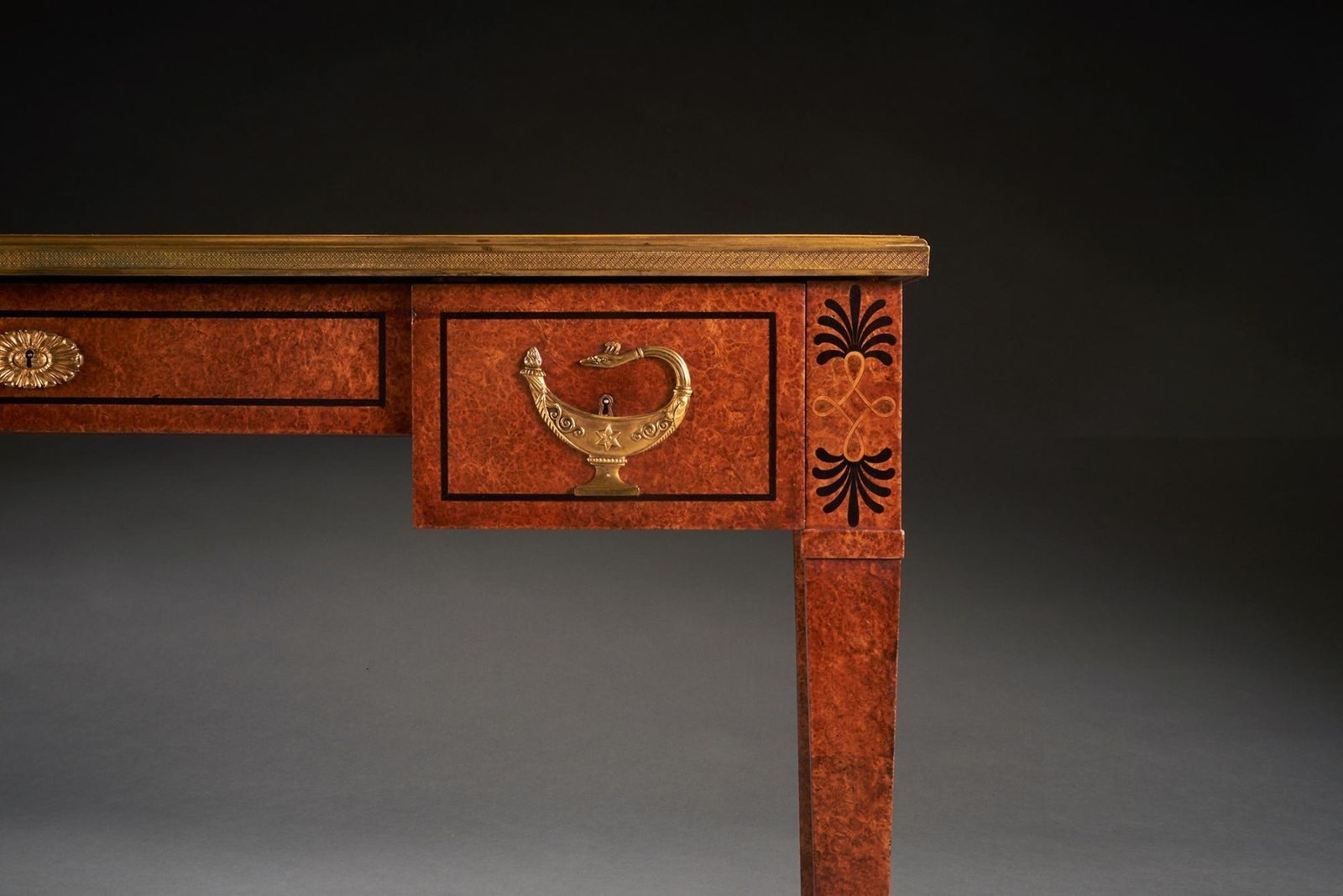 Fine 19th Century French Neoclassical Style Amboyna And Gilt Bronze Mounted Writing Table photo 12750.0