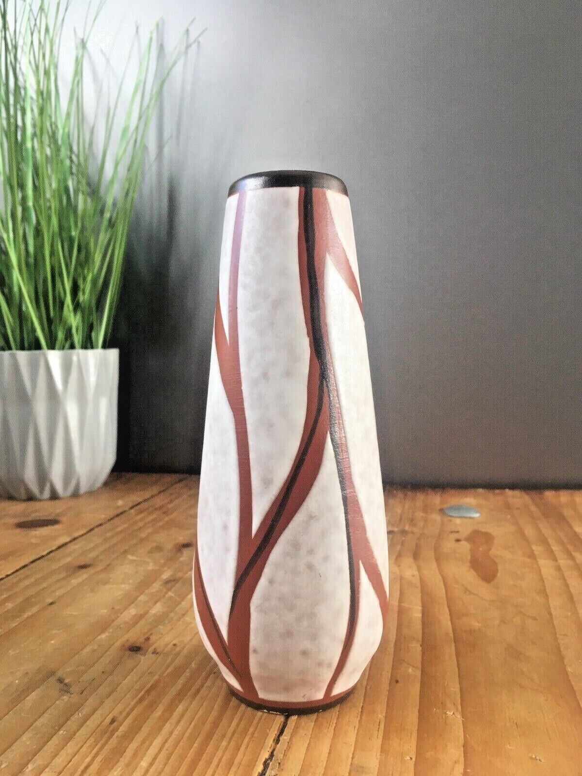 Mid Century 60's West German Pottery Vase 4035/17 Abstract Vintage Retro 70's