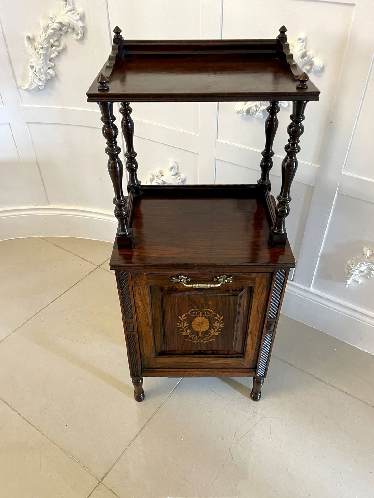Antique Quality Rosewood Marquetry Inlaid Coal Box