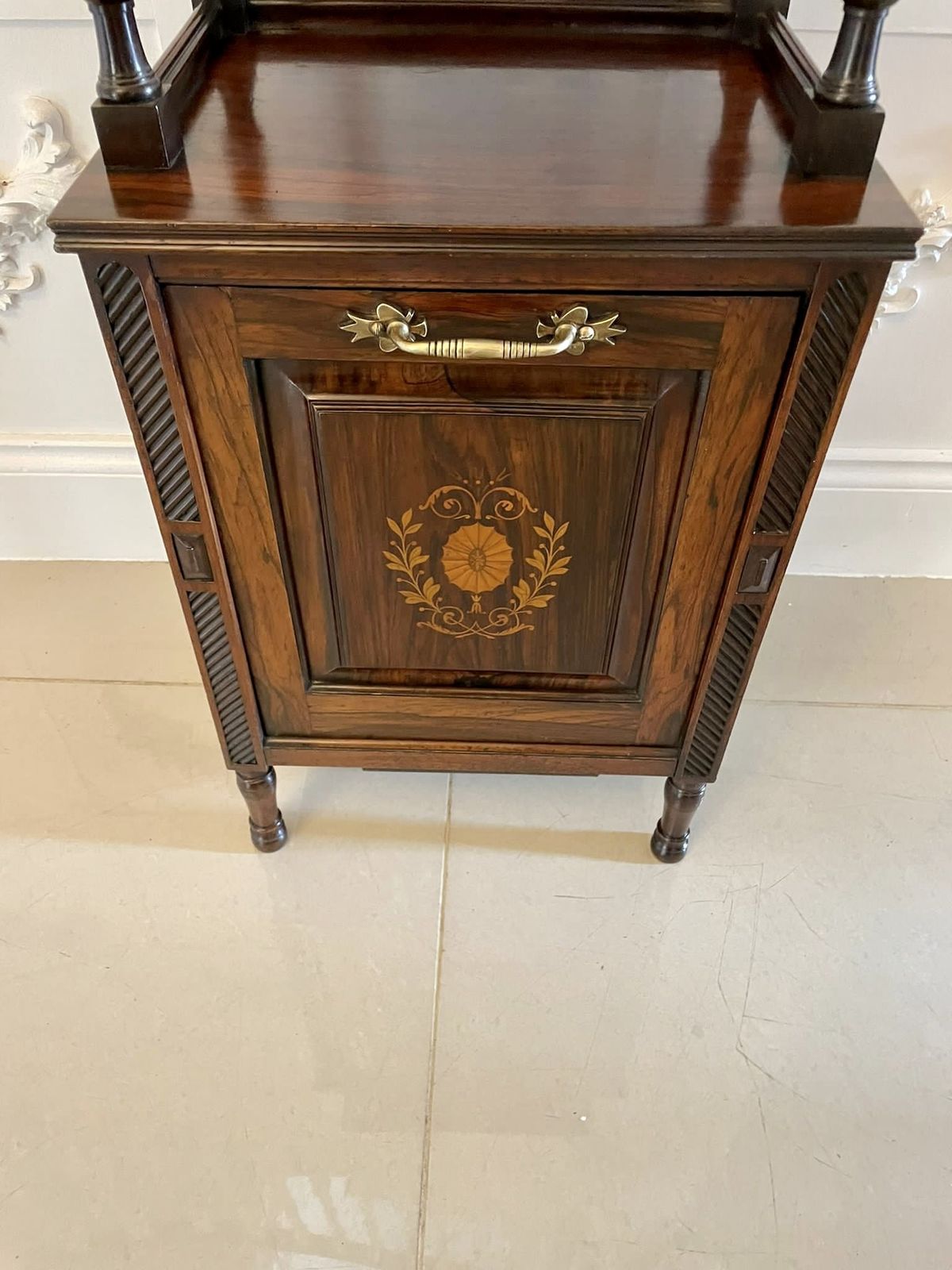 Antique Quality Rosewood Marquetry Inlaid Coal Box photo vintage