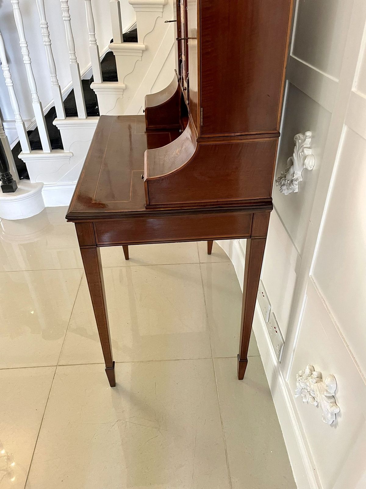 photo for sale Outstanding Quality Antique Inlaid Mahogany Freestanding Desk