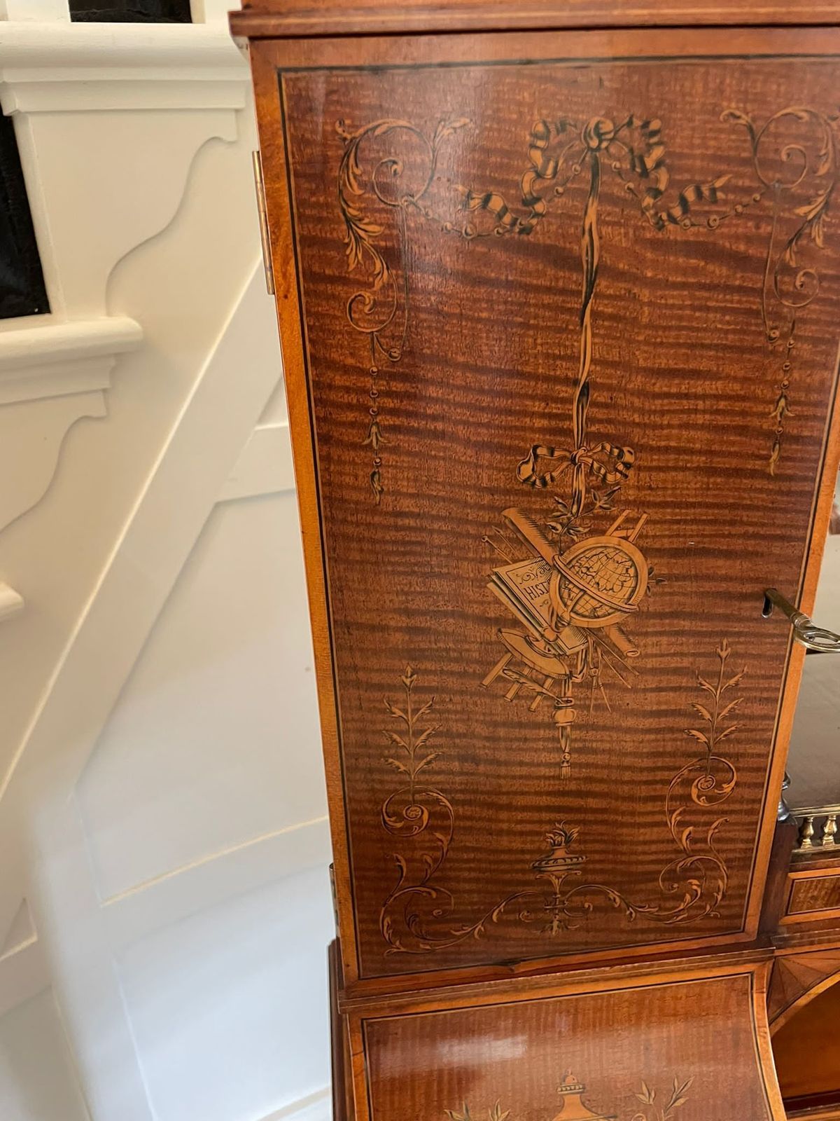 Furniture Outstanding Quality Antique Inlaid Mahogany Freestanding Desk photo