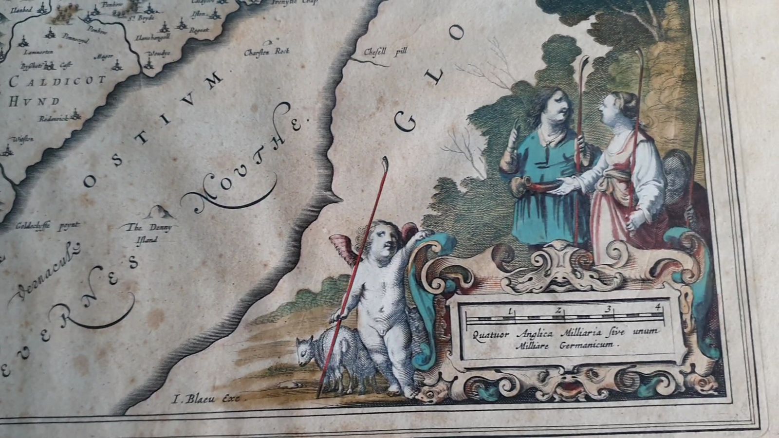 17th Century Hand Coloured Map Of Monmouth Shire photo buy