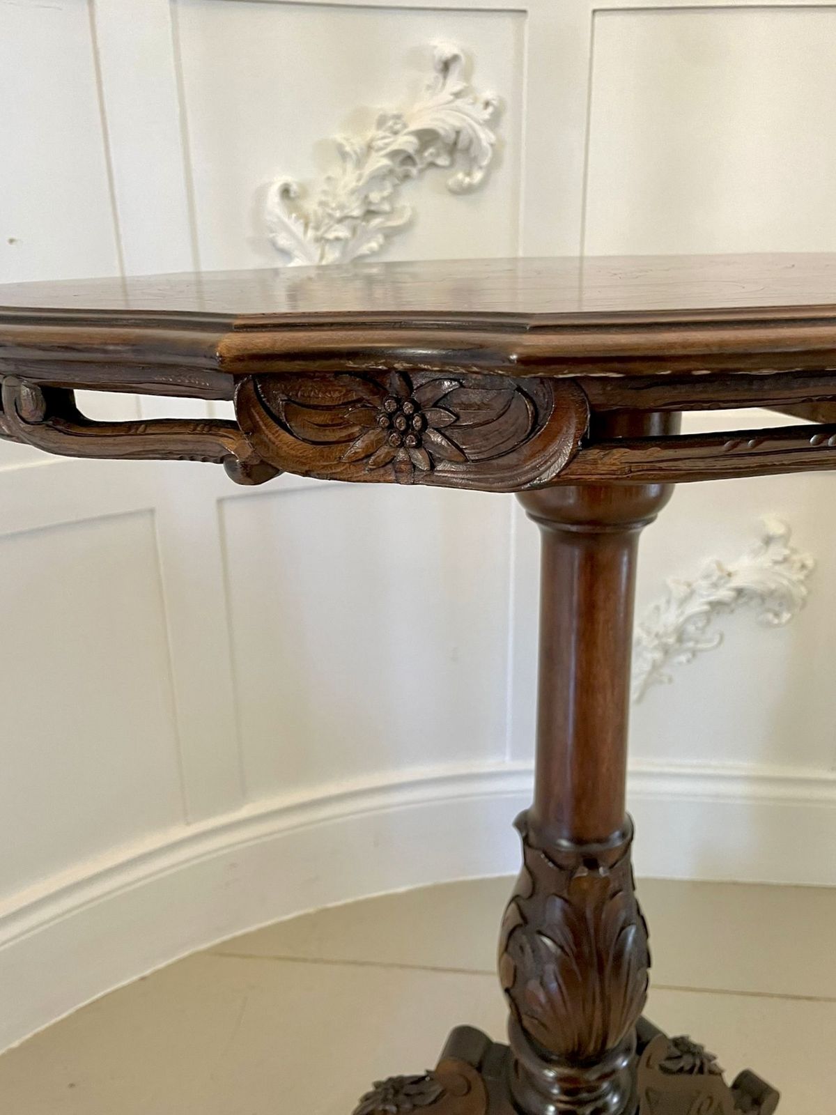 photo for sale Unusual Antique Quality Marquetry Inlaid Walnut Swiss Black Forest Table
