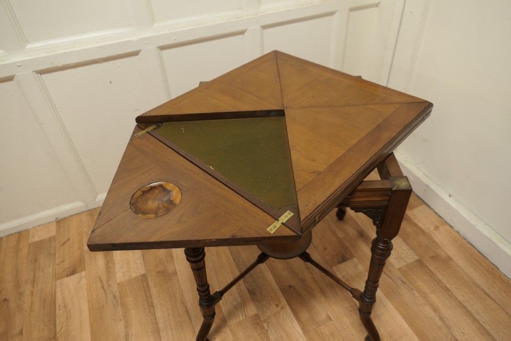 Victorian Envelope Card Table With Gaming Wells photo Furniture