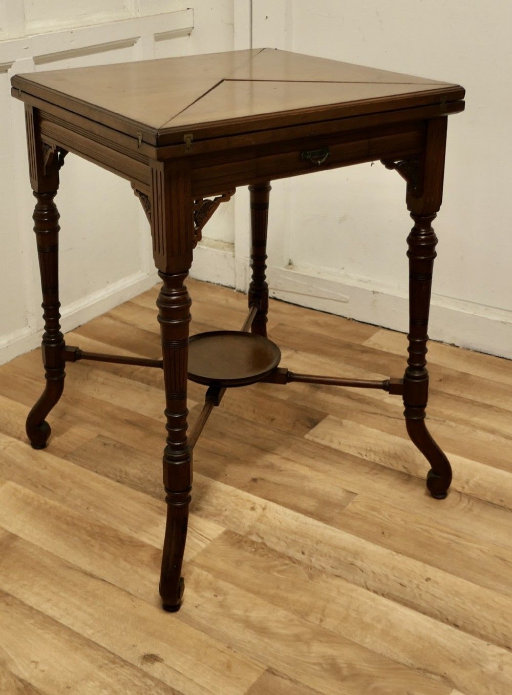 Victorian Envelope Card Table With Gaming Wells photo buy
