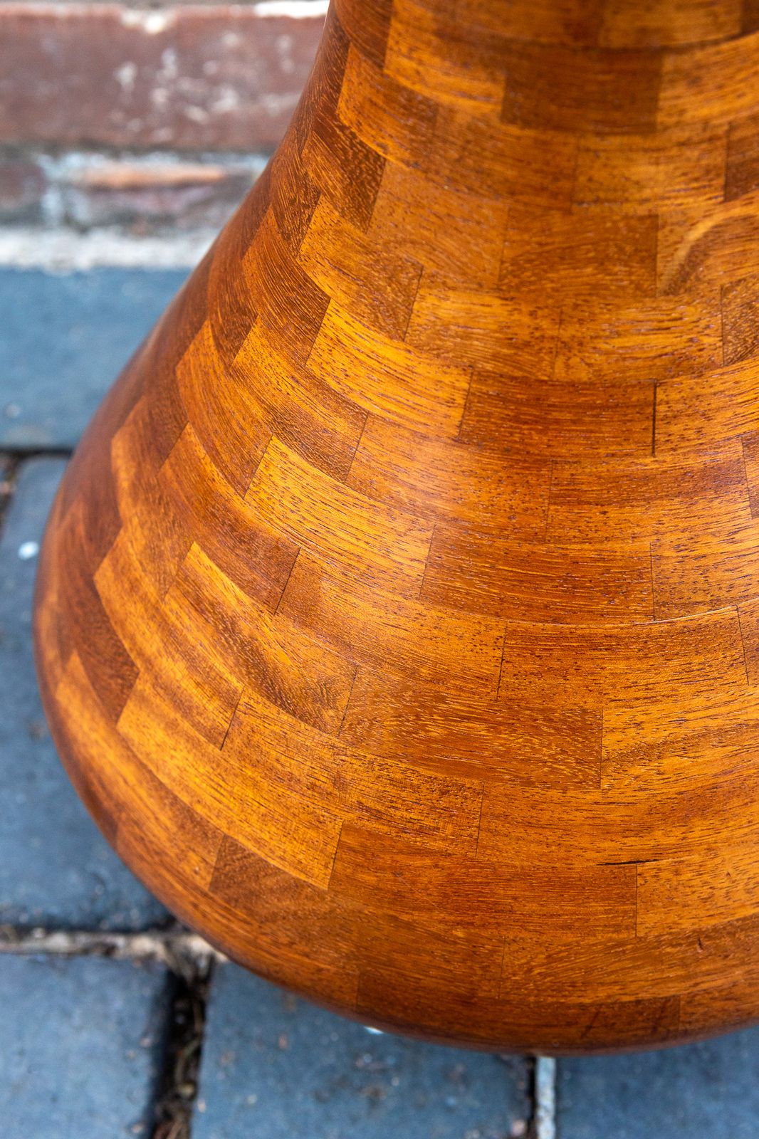 Segmented Wooden Floor Vase Richard Haining Style Stacked Sculptural Organic Artistic Large Floor Teak Statement Mcm Trumpet photo 850.0