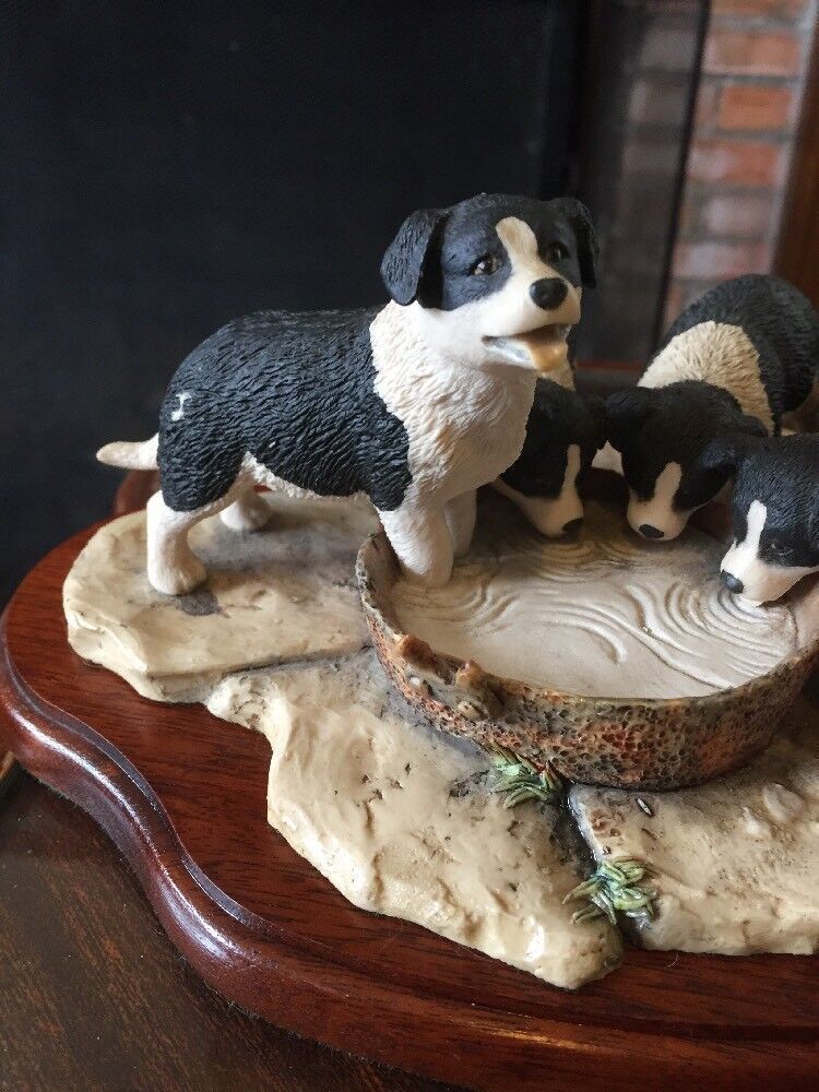 Border Fine Art Signed In Pen Ray Ayres "Pick Of The Litter" Figure Group. photo for sale