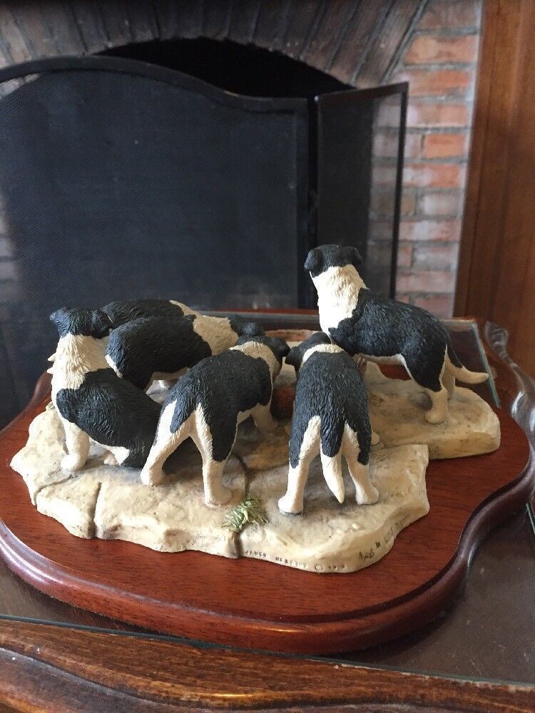 Border Fine Art Signed In Pen Ray Ayres "Pick Of The Litter" Figure Group. photo vinterior