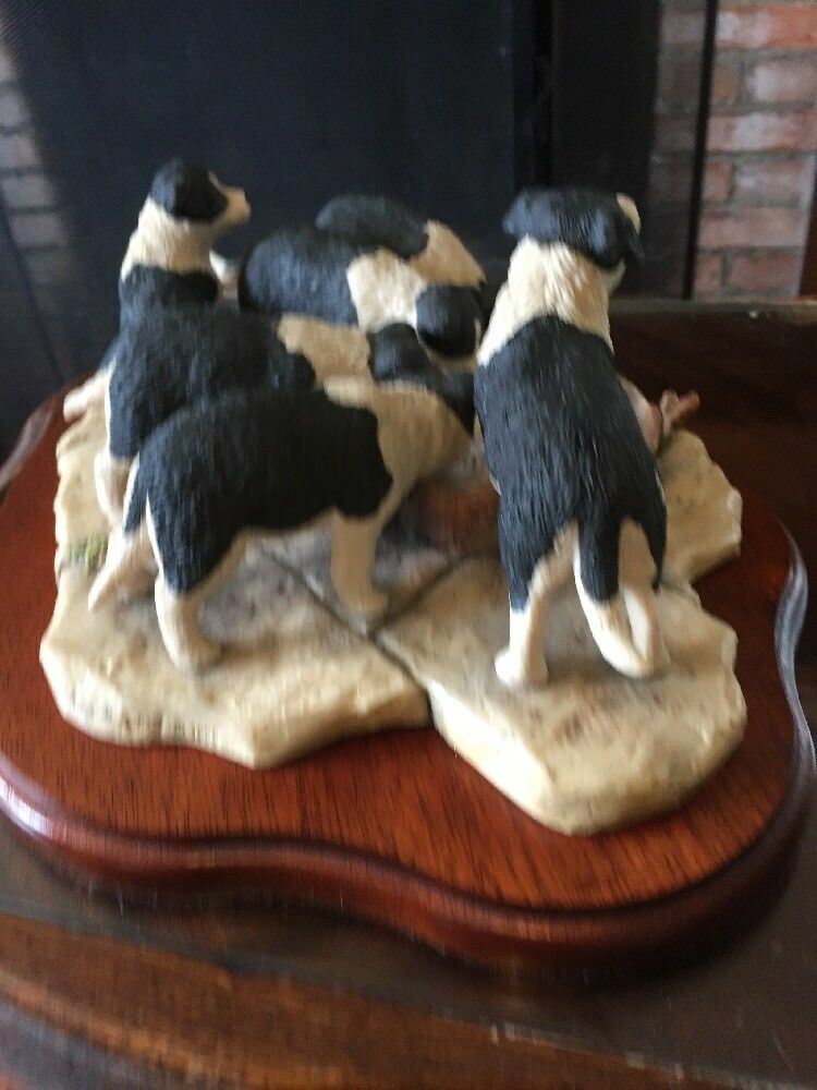 Border Fine Art Signed In Pen Ray Ayres "Pick Of The Litter" Figure Group. photo buy