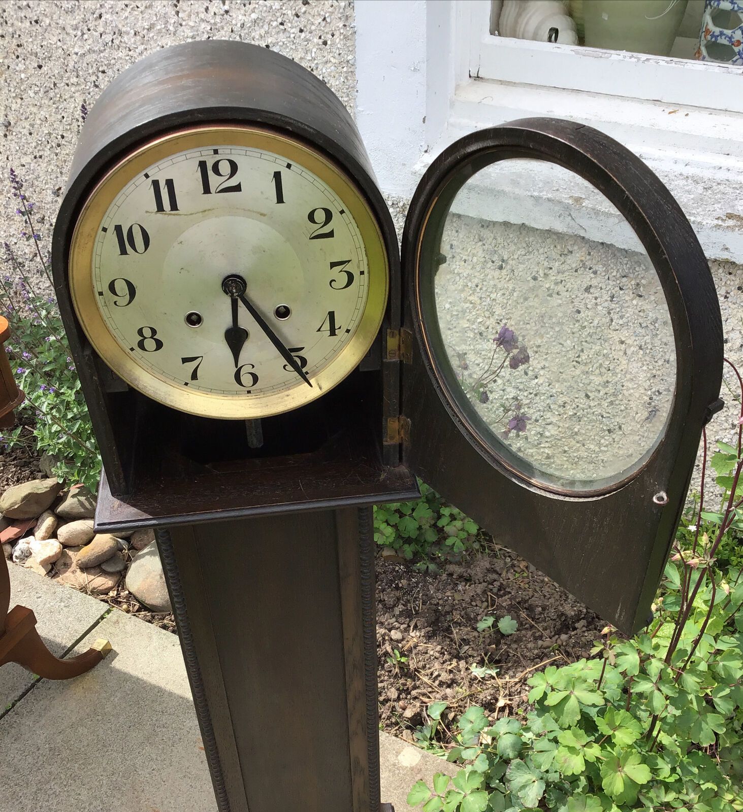 Tall Antique Dark Oak Grandmother Clock. Westminster Needs Some Attention photo Home Decor
