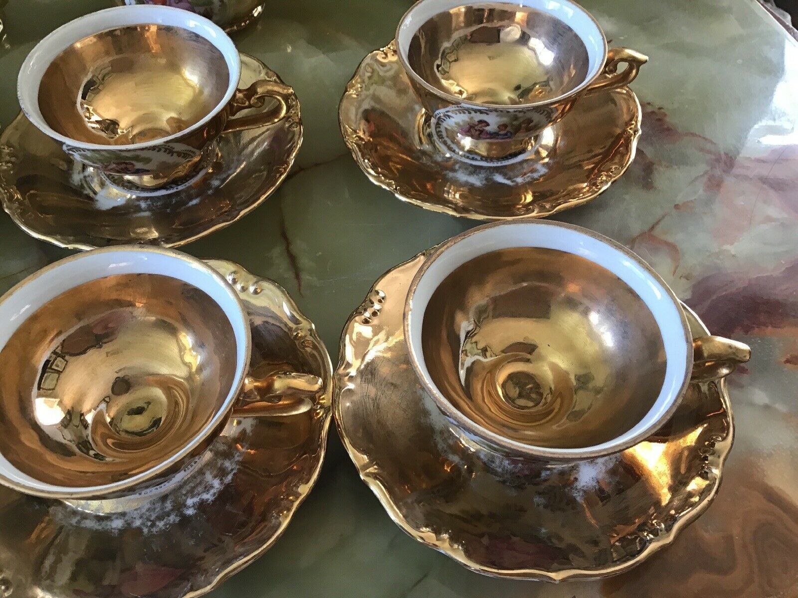 Jkw Karlsbad Gilt Lustre Crinoline Lady Tea Set. 15 Pieces. photo 140.0