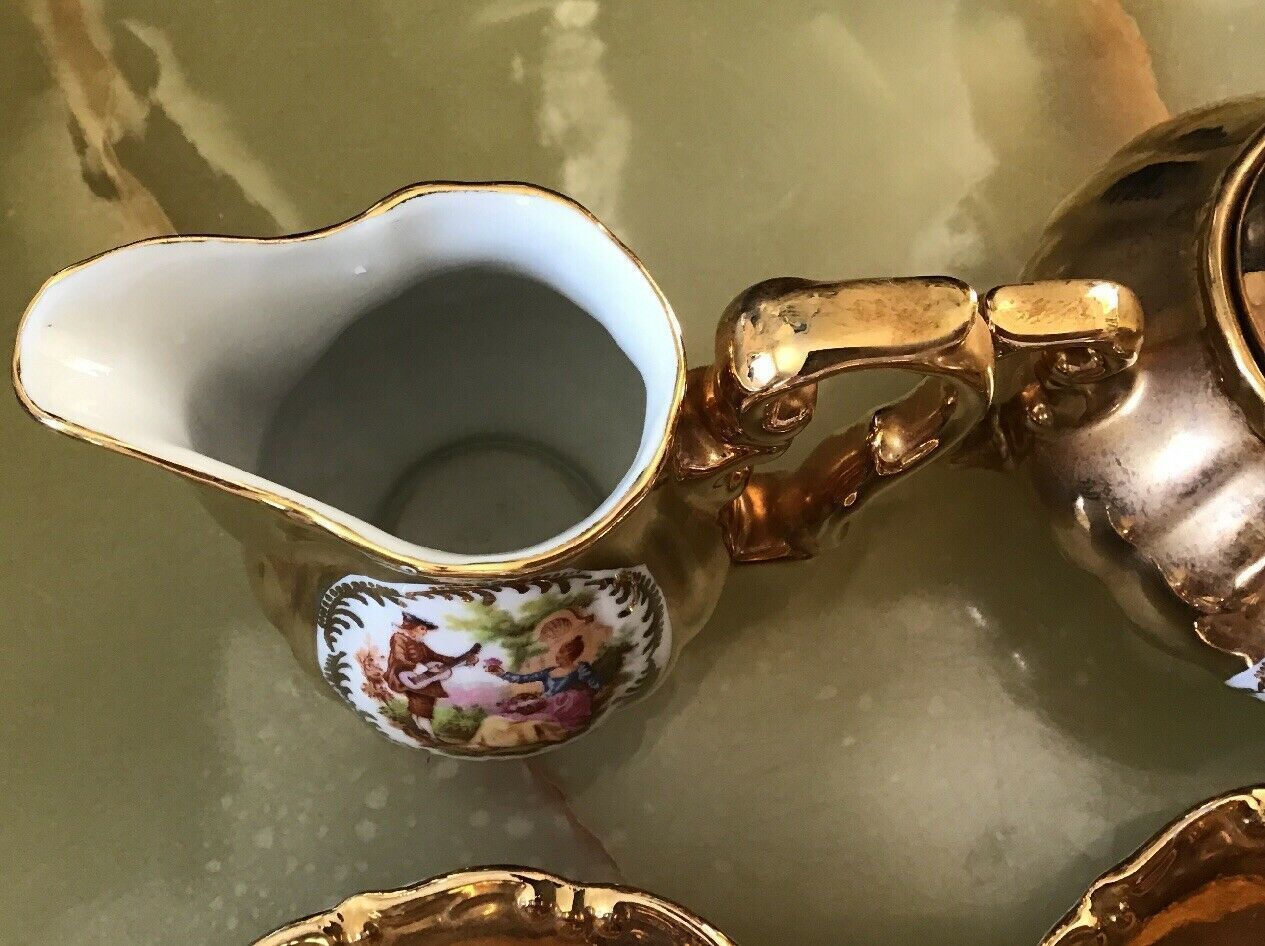 photo for sale Jkw Karlsbad Gilt Lustre Crinoline Lady Tea Set. 15 Pieces.