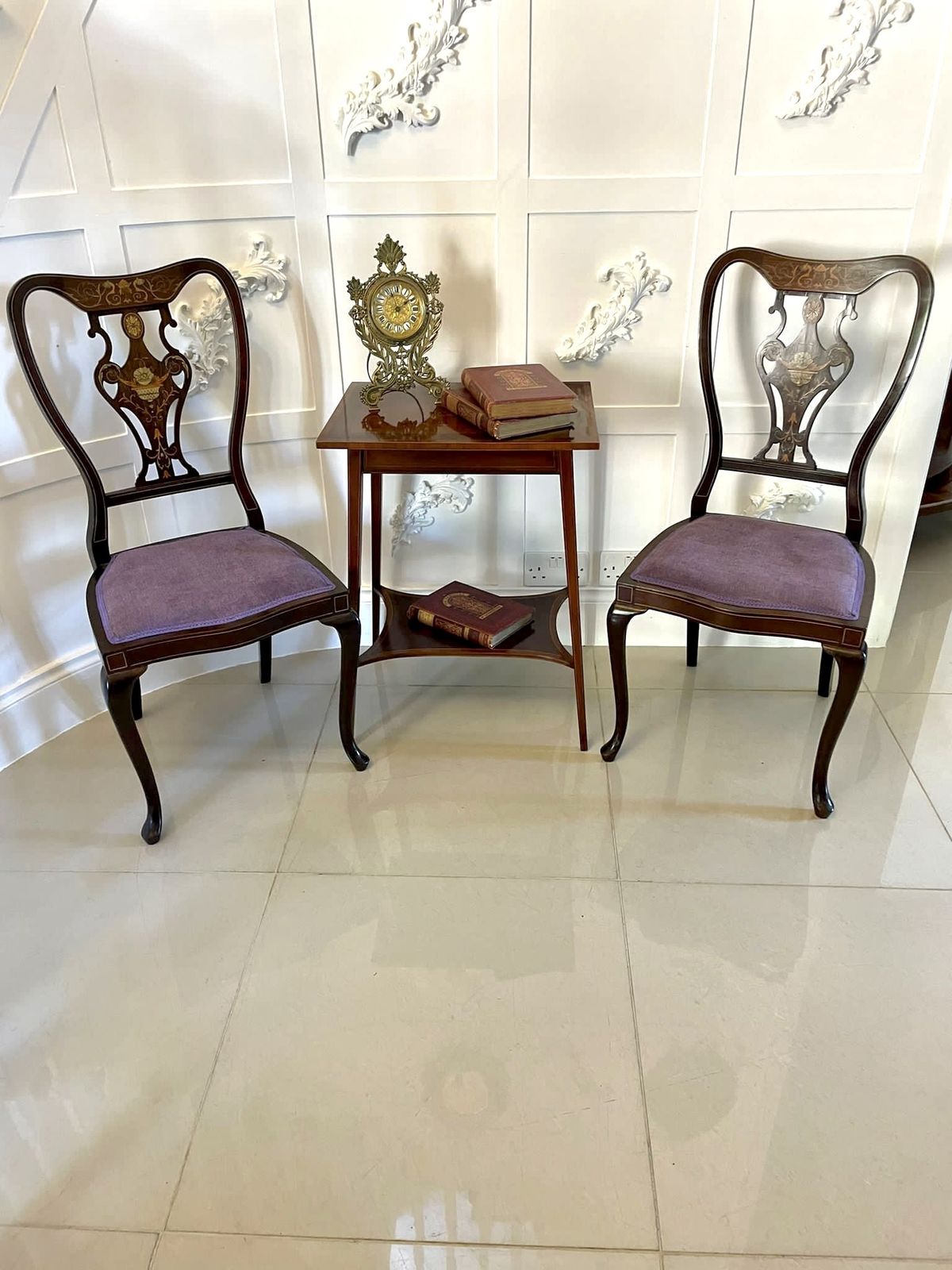 1285.0 Fine Quality Antique Mahogany Inlaid Lamp Table photo
