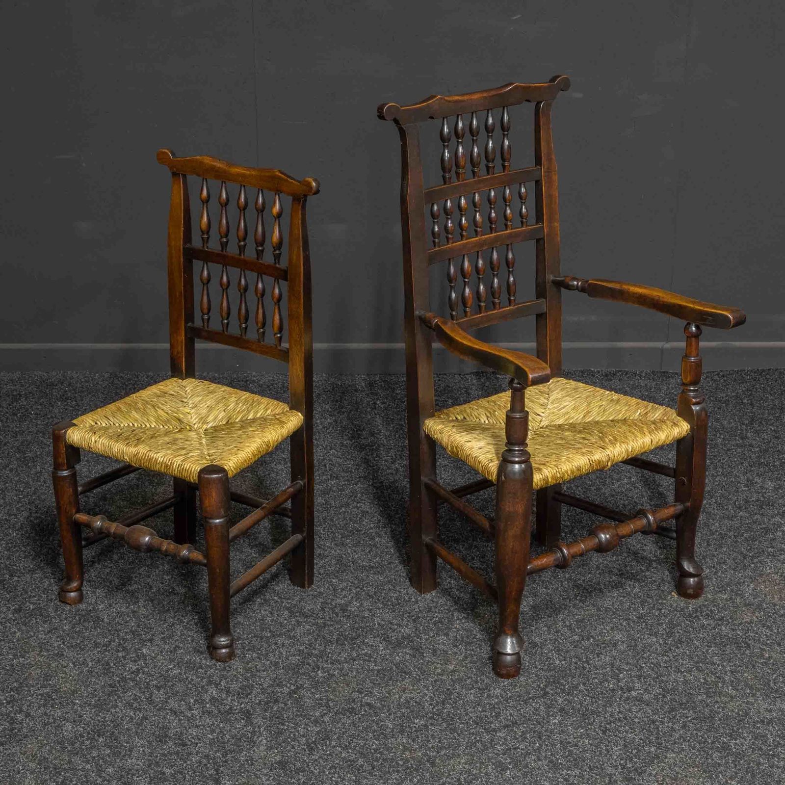Set Of Eight Georgian Lancashire Spindleback Chairs photo for sale