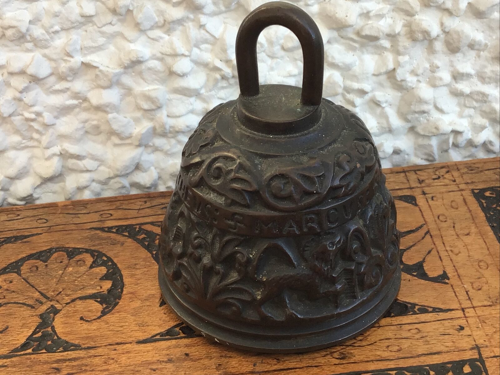 Antique European Bronzed? Copper Apostle Bell. Natural Scenes. photo for sale