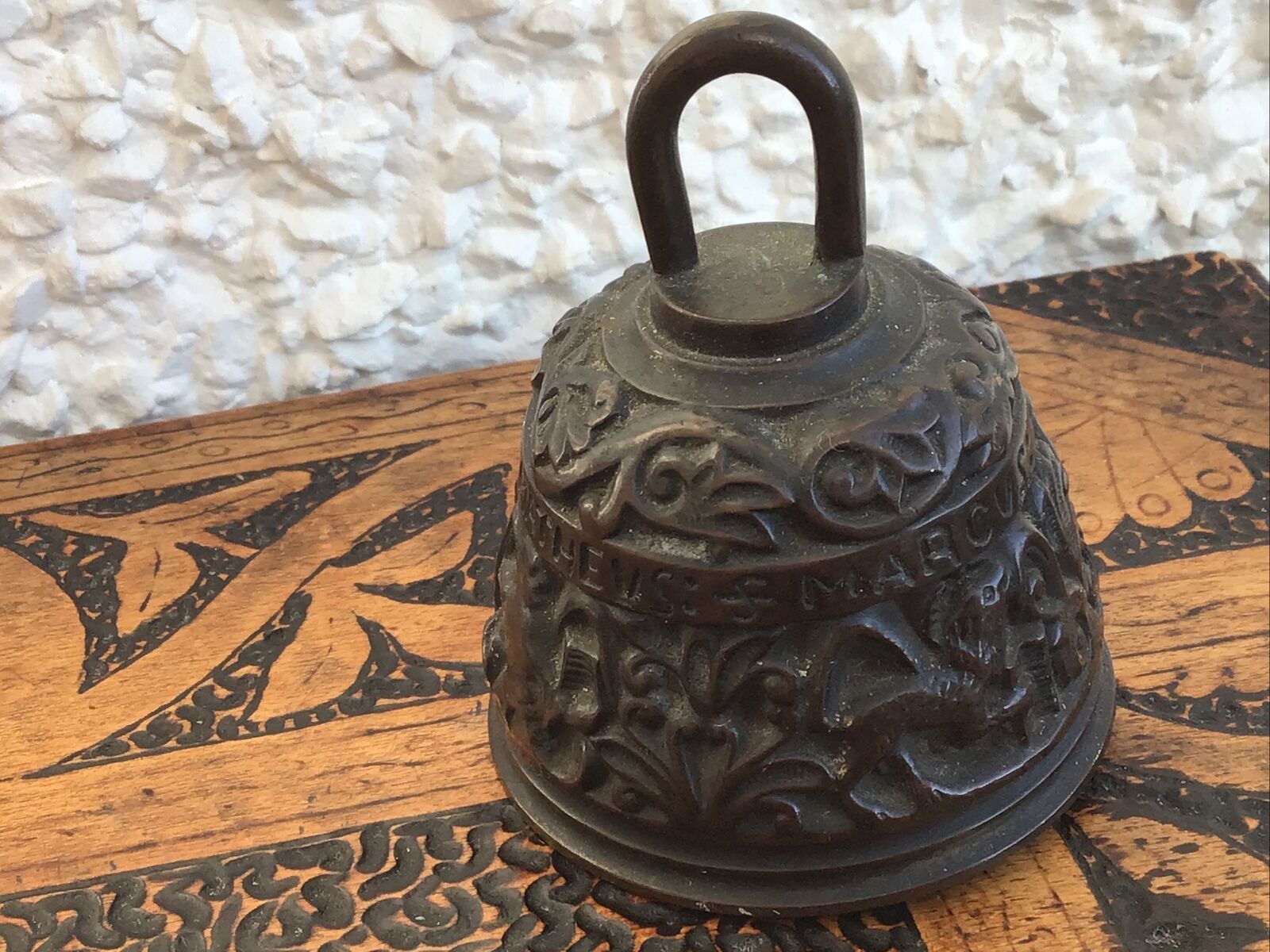 Antique European Bronzed? Copper Apostle Bell. Natural Scenes. photo vinterior