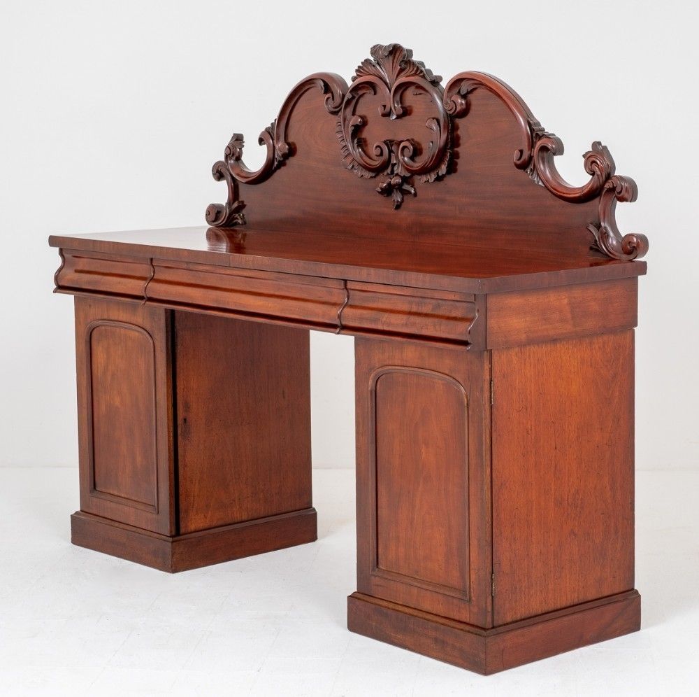 Victorian Sideboard   Mahogany Pedestal Server 1870
